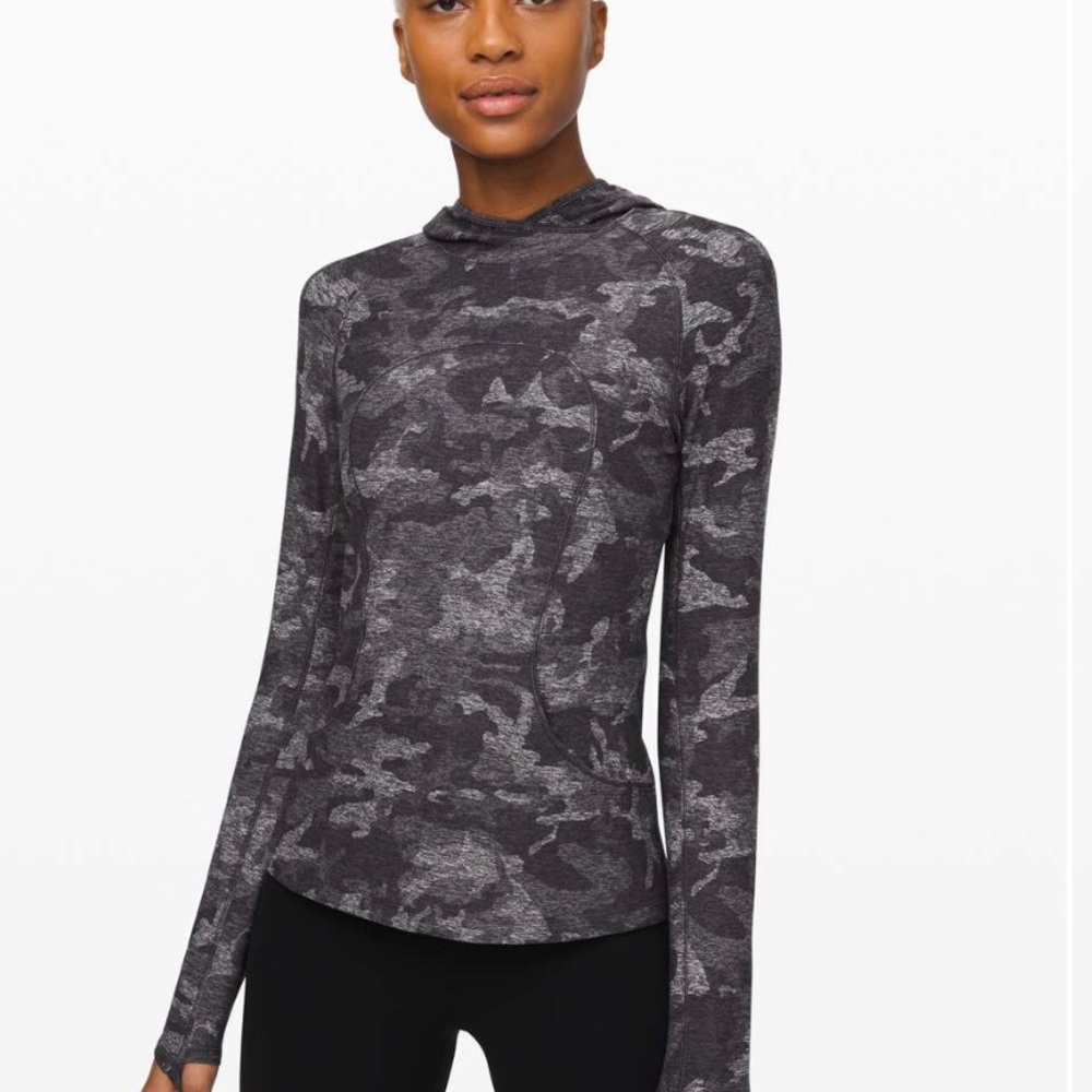 Lululemon long sleeve dark camo jacket with hoodie #brandnew
